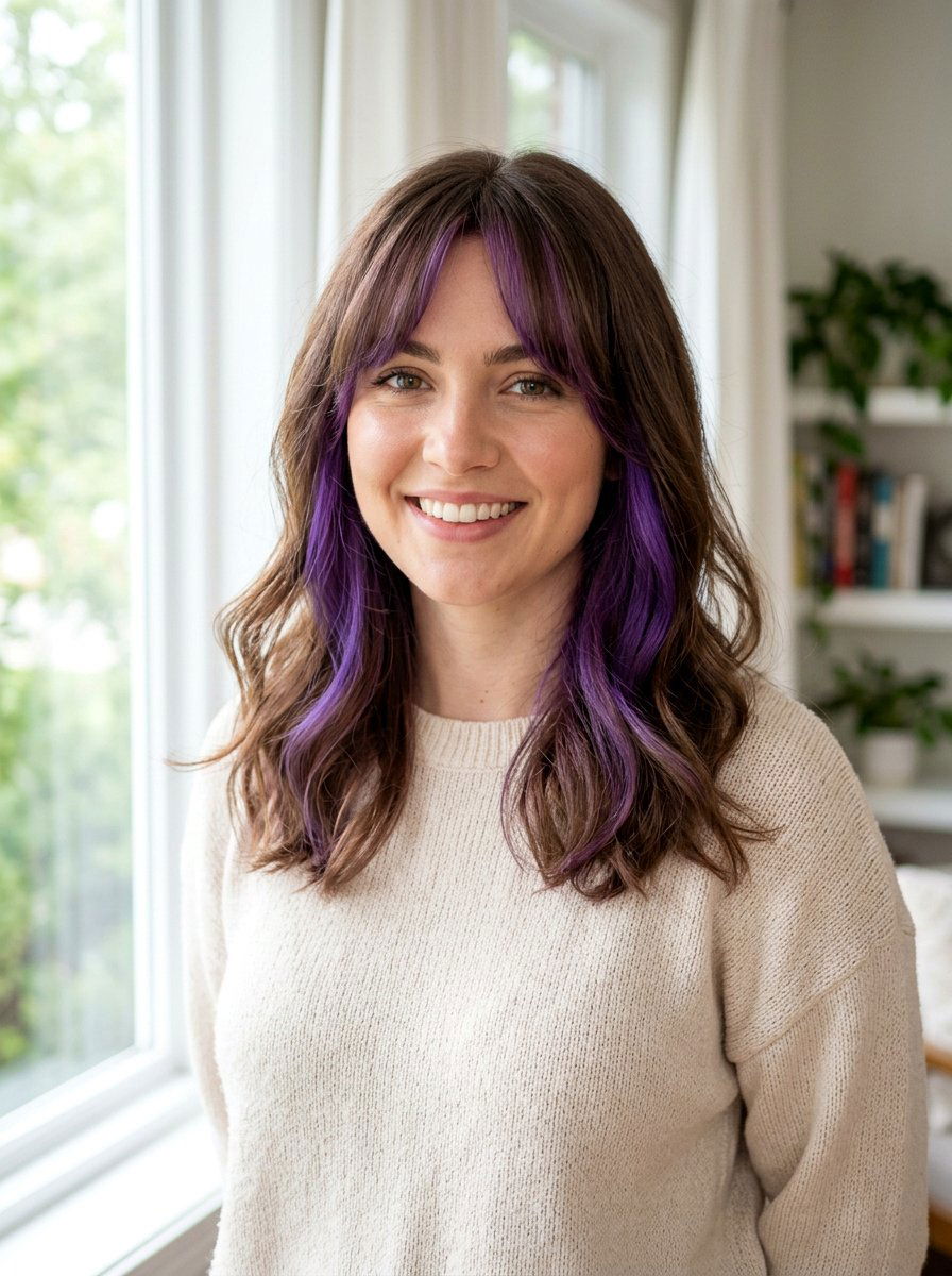 Violet Peekaboo Highlights With Curtain Bangs - 20 violet peekaboo highlights - 20 violet peekaboo highlights