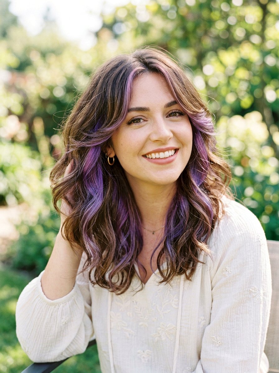 Violet Peekaboo Highlights With Face Framing Pieces - 20 violet peekaboo highlights - 20 violet peekaboo highlights