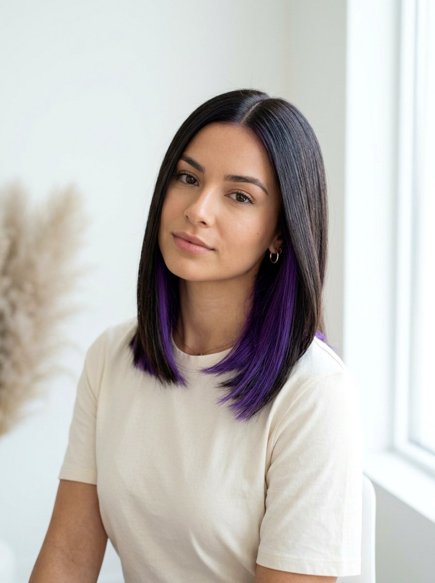 Violet Peekaboo Highlights With Straight Hair - 20 violet peekaboo highlights - 20 violet peekaboo highlights