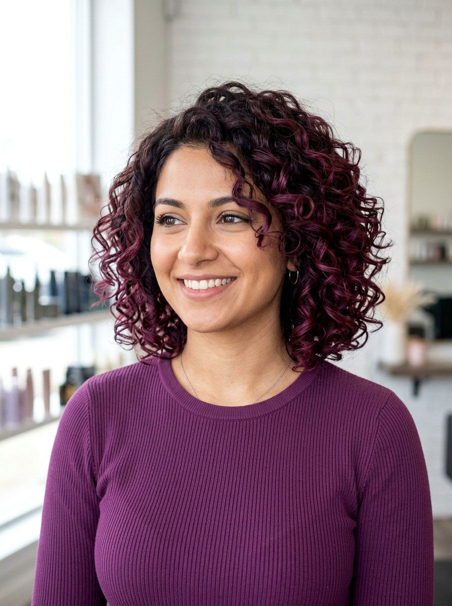 Violet Red Balayage Curly Bob - 20 red balayage for curly bob - 20 red balayage for curly bob