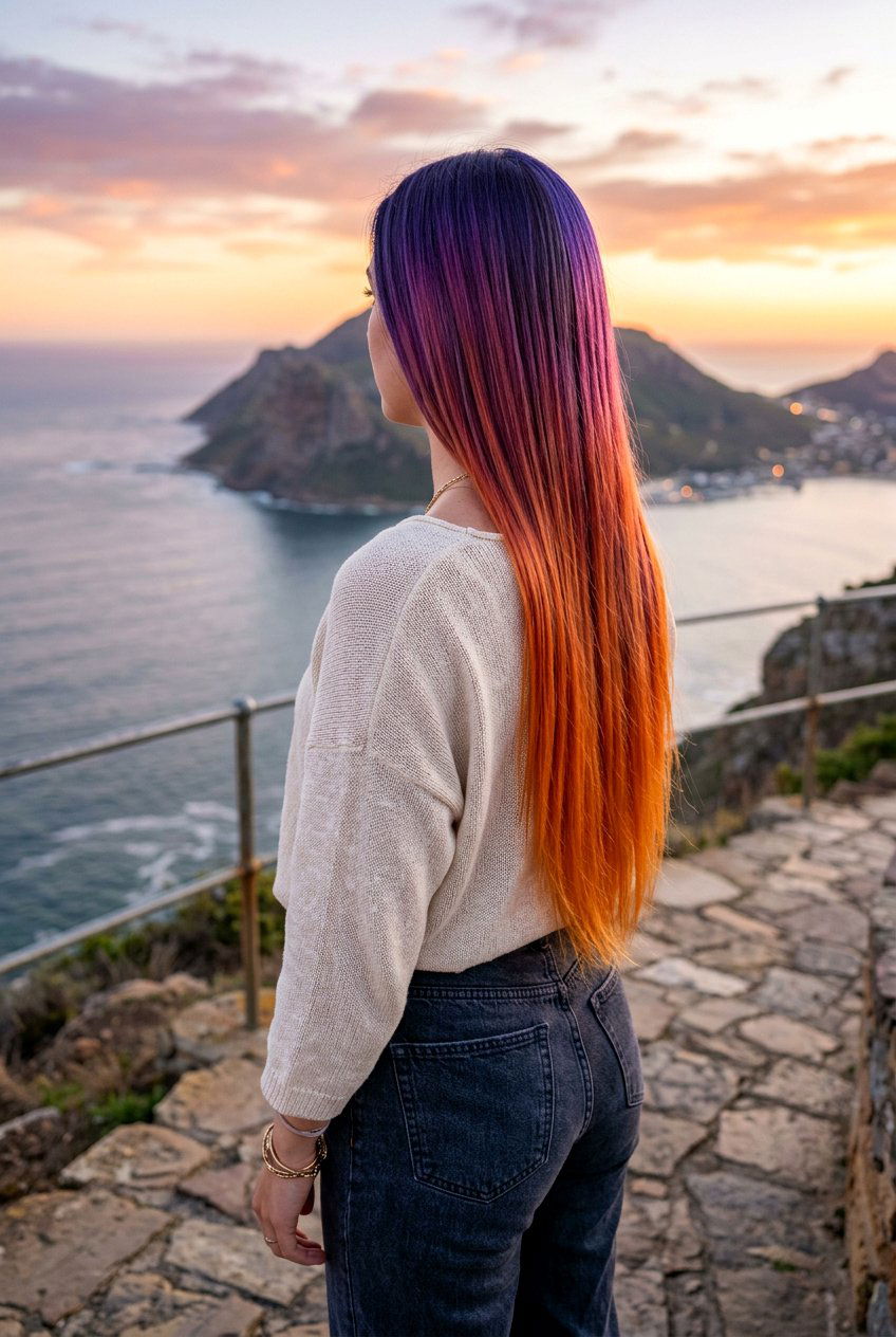 Violet to Orange Sunset Hair - 20 sunset hair color ideas - 20 sunset hair color ideas