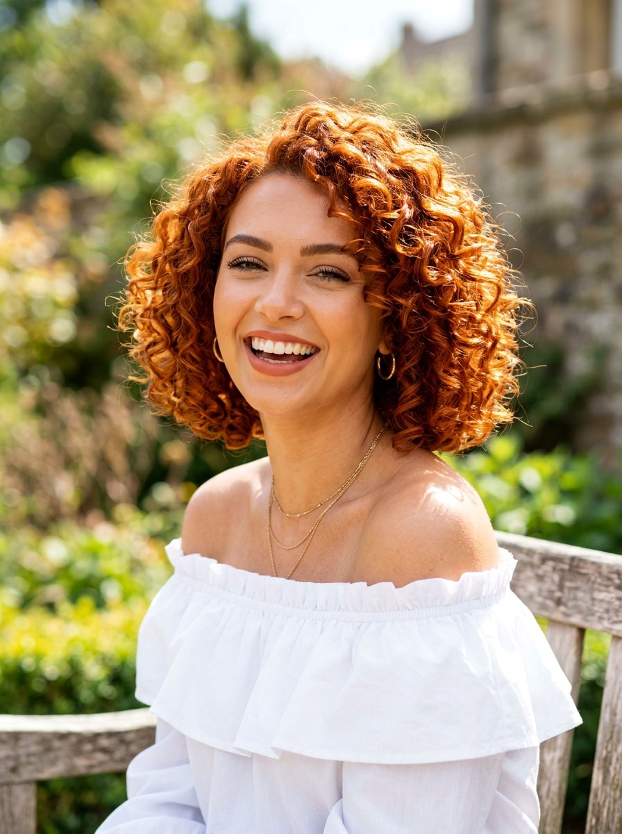 Vivid Copper Curly Bob - 20 copper curly bob color ideas - 20 copper curly bob color ideas