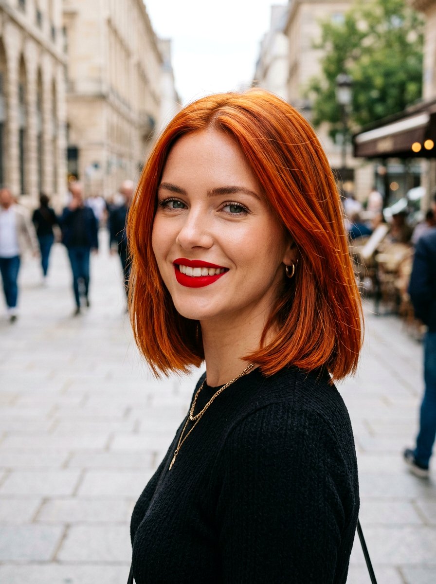 Vivid Copper Lob - 20 copper lob hair color ideas - 20 copper lob hair color ideas