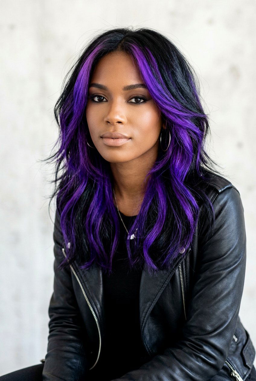 Vivid Violet on Jet Black Hair - 20 violet black hair color - 20 violet black hair color