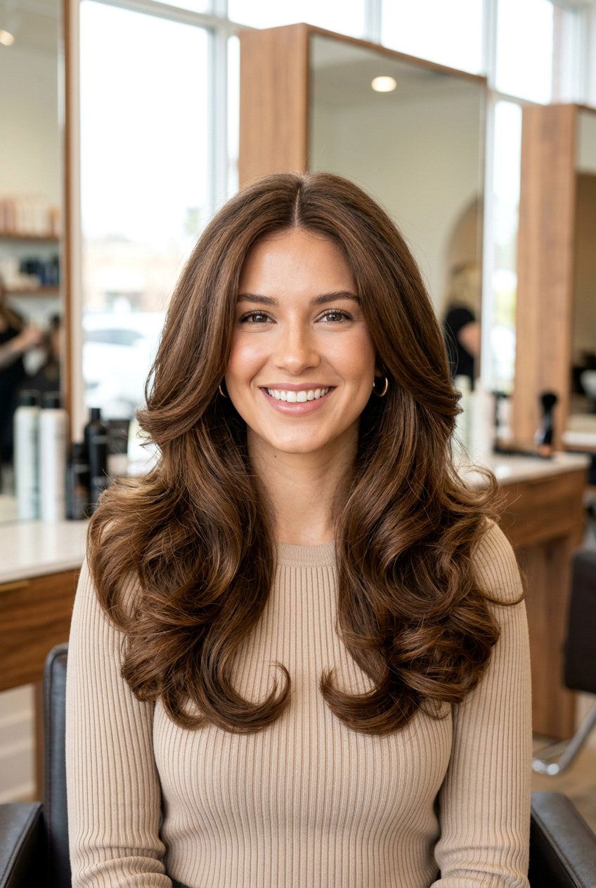 Volume Blowout - 20 bridal hairstyle with center part - 20 bridal hairstyle with center part