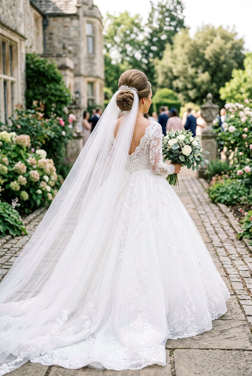 Volume Crown Bridal Bun With Veil - 20 classic bridal bun for veil - 20 classic bridal bun for veil