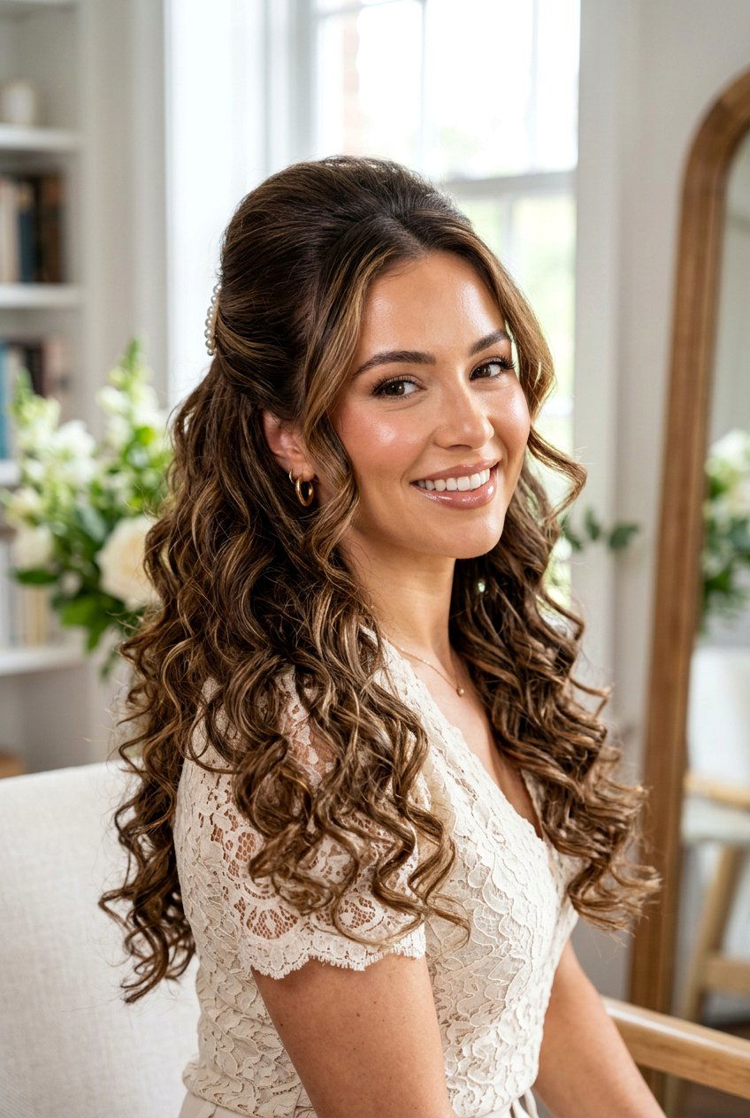 Volume crown half up half down - 20 half up half down wedding hairstyles - 20 half up half down wedding hairstyles