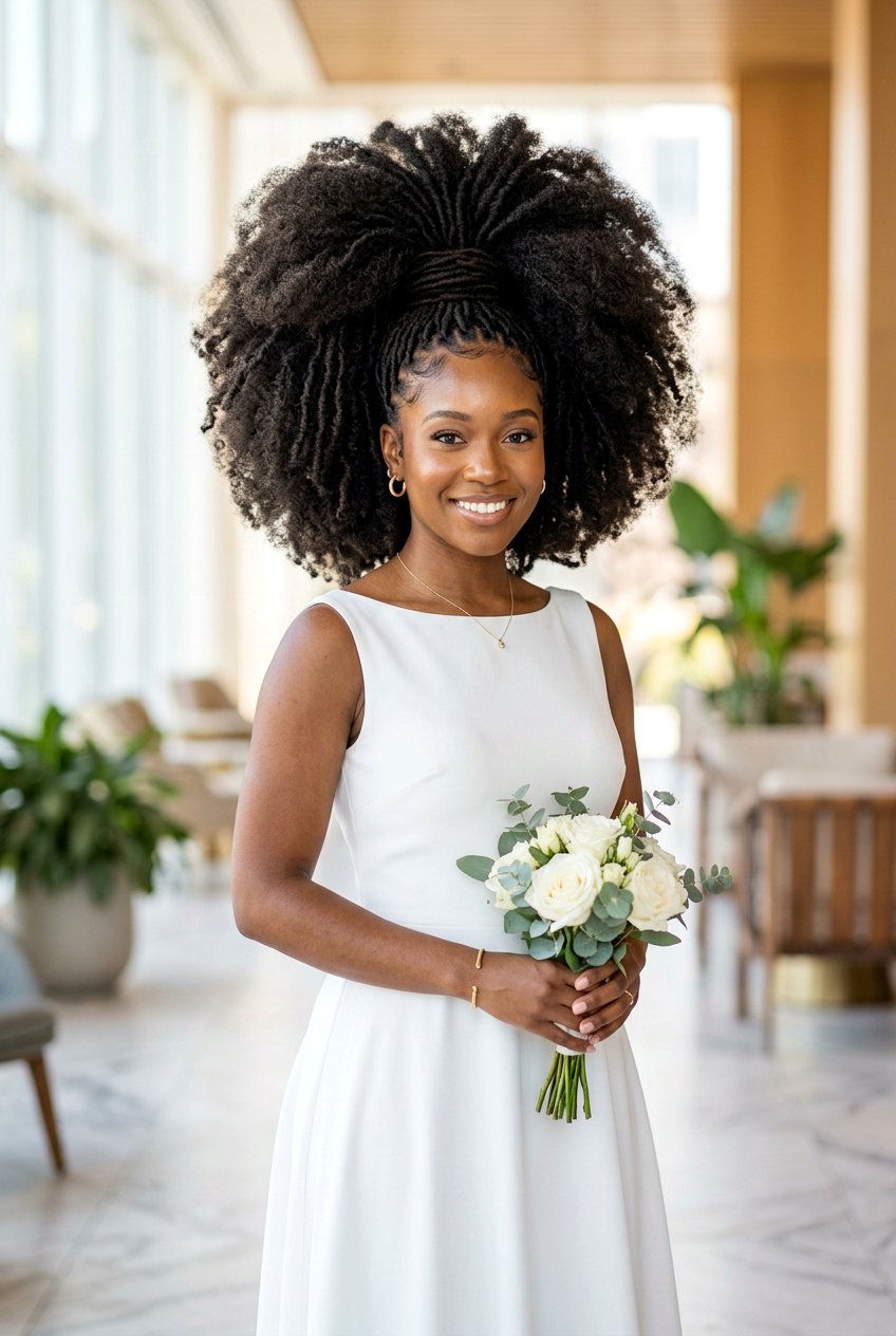 Voluminous Afro Loc Ponytail - 20 bridal hairstyle for loc ponytail - 20 bridal hairstyle for loc ponytail