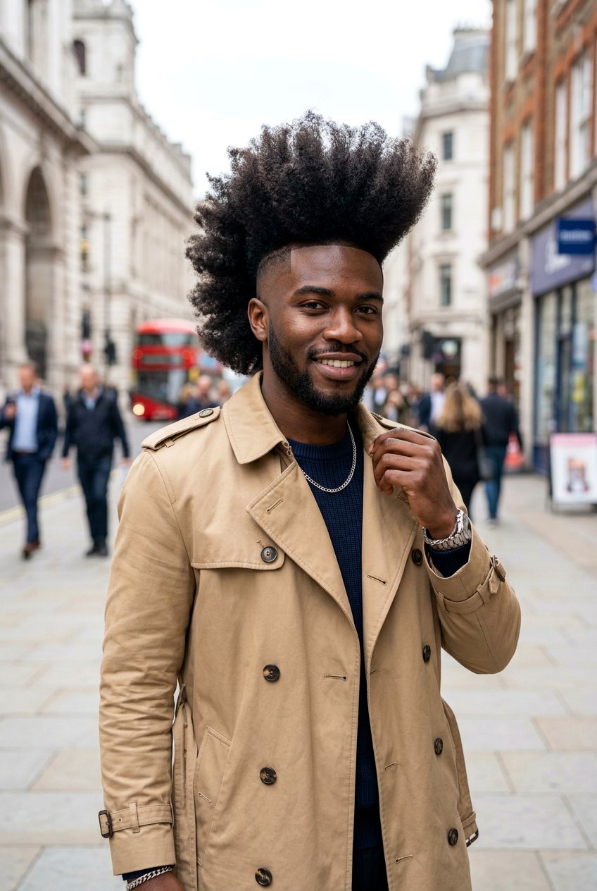 Voluminous Afro Mohawk With Temple Fade - 20 afro mohawk hairstyle - 20 afro mohawk hairstyle