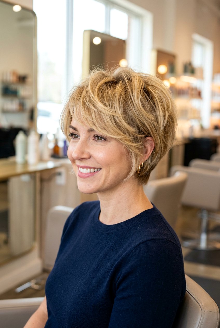 Voluminous Bixie Cut - 20 short haircuts for round faces - 20 short haircuts for round faces