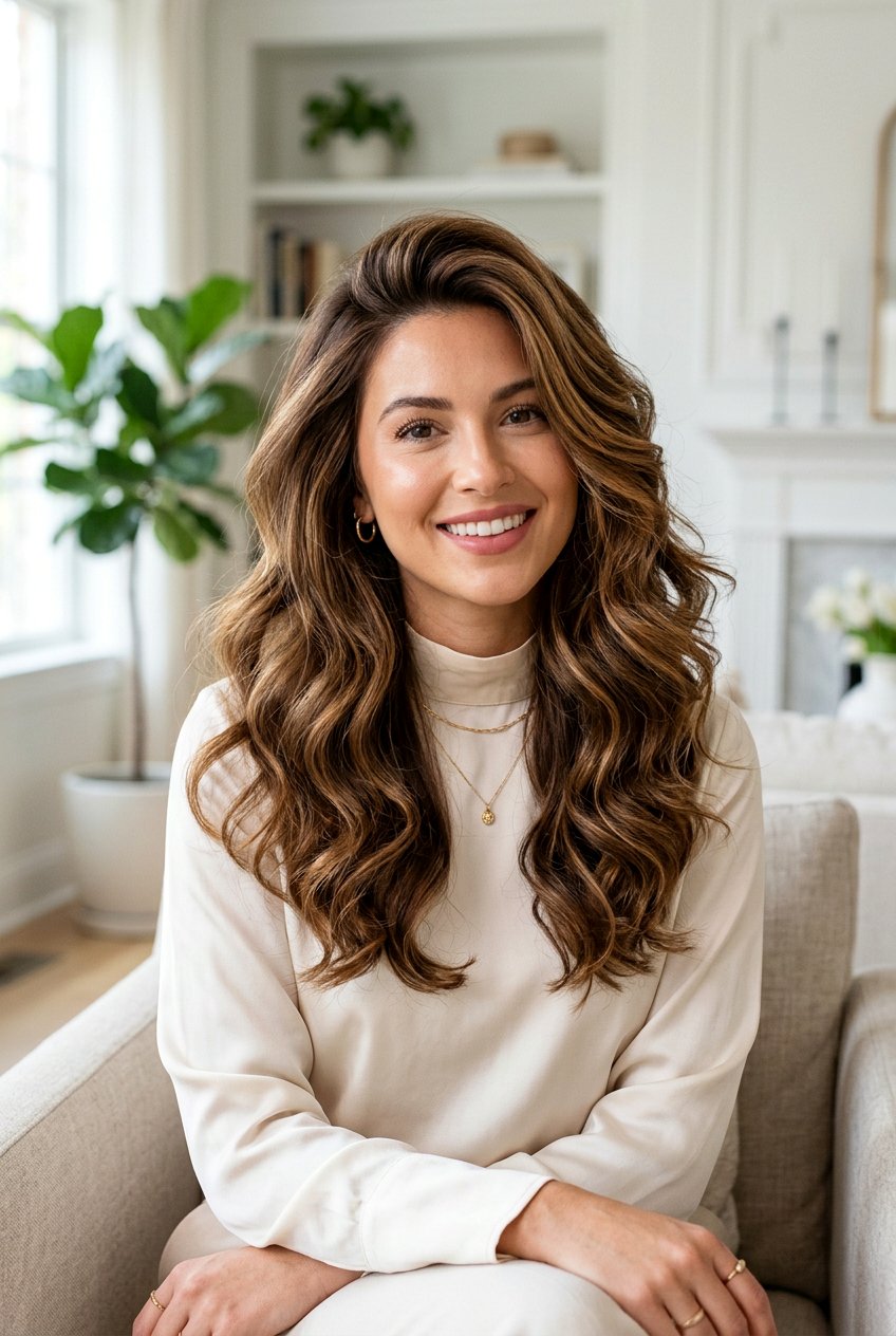 Voluminous Blowout Chestnut Balayage - 20 autumn chestnut brunette balayage - 20 autumn chestnut brunette balayage