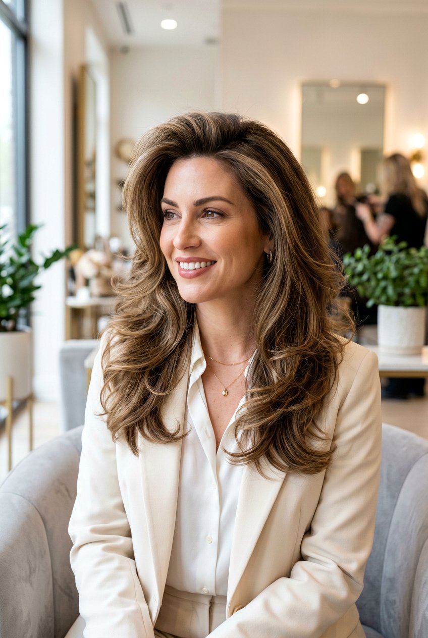 Voluminous Blowout with Soft Layers - 20 hairstyles for widows peak women - 20 hairstyles for widows peak women