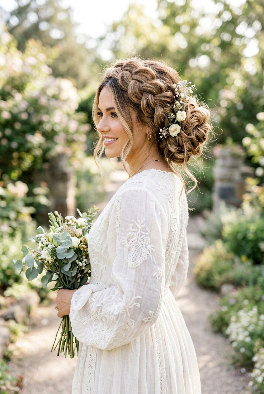 Voluminous Boho Braid Updo - 20 bridal hairstyle for boho braid updo - 20 bridal hairstyle for boho braid updo