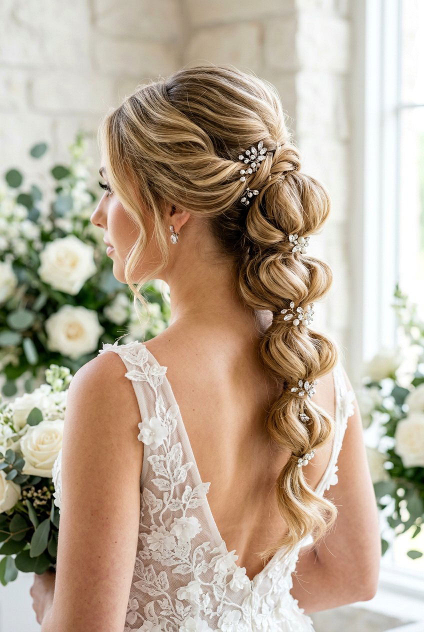 Voluminous Bubble Braid - 20 boho bridal updo for long hair - 20 boho bridal updo for long hair