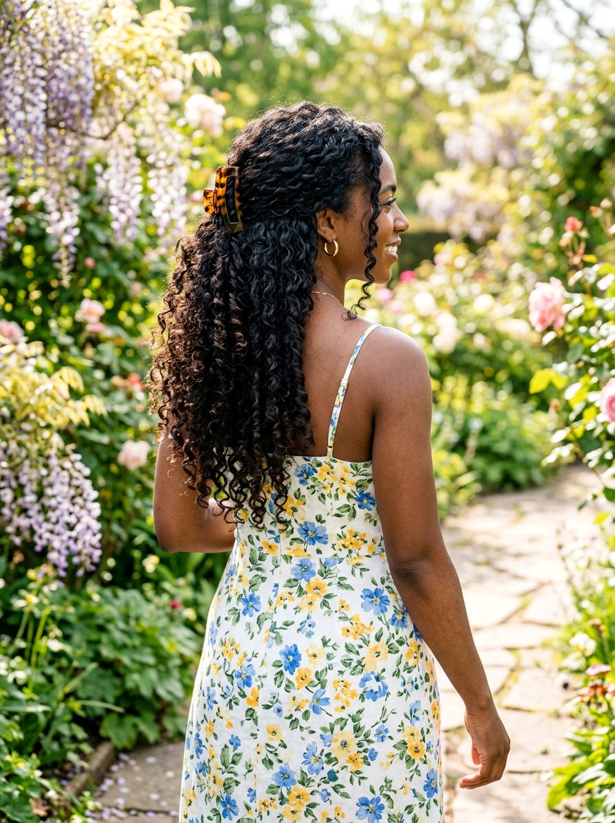 Voluminous Claw Clip Cascading Curls - 20 college girls easy claw clip hairstyle - 20 college girls easy claw clip hairstyle