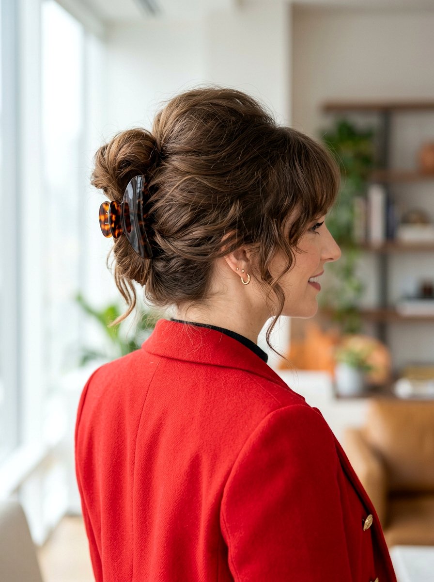 Voluminous Claw Clip Updo - 20 claw clip hairstyle for office women - 20 claw clip hairstyle for office women