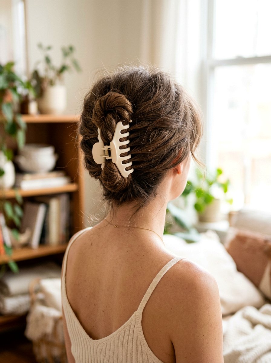 Voluminous Claw Clip Updo - 20 travel friendly claw clip hairstyle - 20 travel friendly claw clip hairstyle