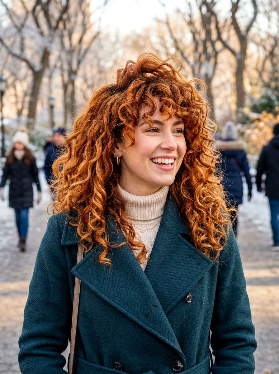 Voluminous Copper Balayage Curly Shag - 20 copper balayage for curly shag - 20 copper balayage for curly shag