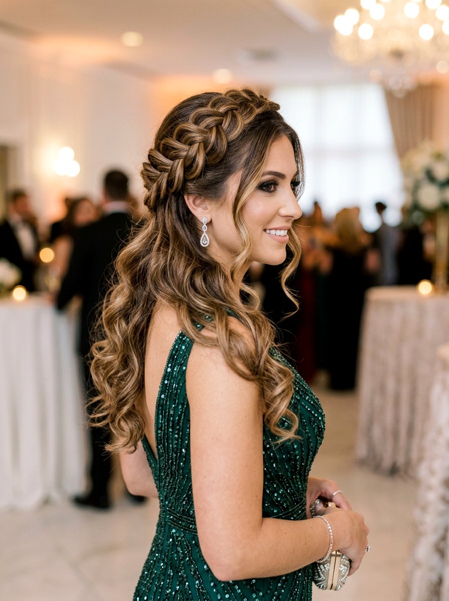 Voluminous Crown Braid With Loose Curls - 20 crown braid with loose curls - 20 crown braid with loose curls