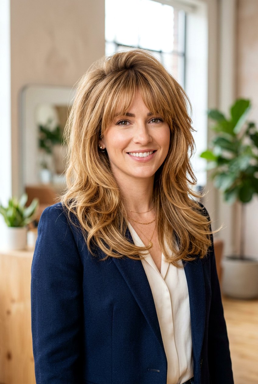 Voluminous Crown Layers - 20 feathered bangs for older women - 20 feathered bangs for older women