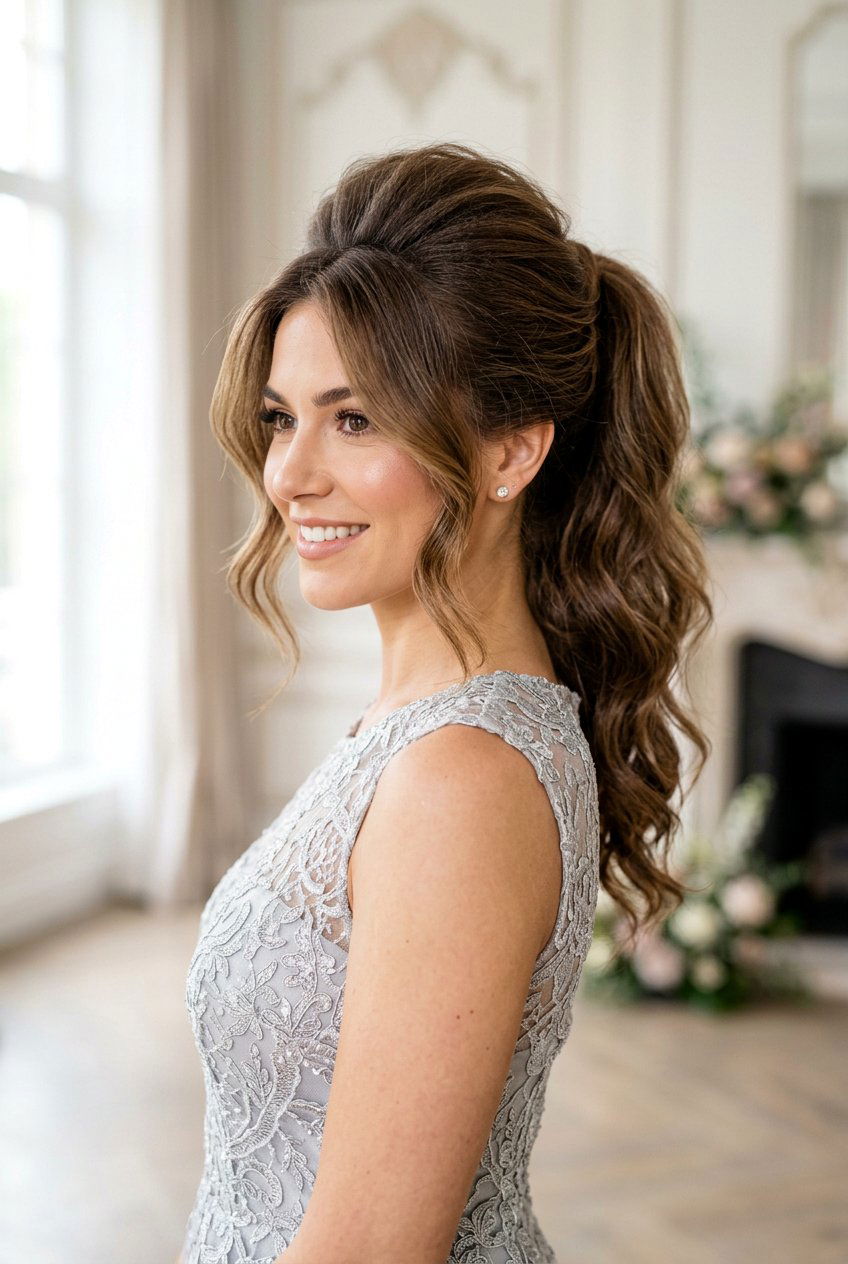 Voluminous Crown Ponytail - 20 chic ponytail for mother of the bride - 20 chic ponytail for mother of the bride