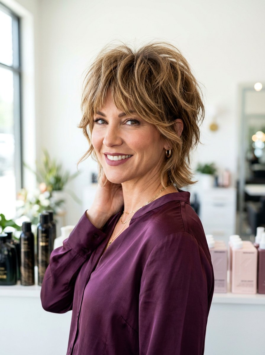 Voluminous Crown Shag - 20 soft shaggy layers for older women - 20 soft shaggy layers for older women