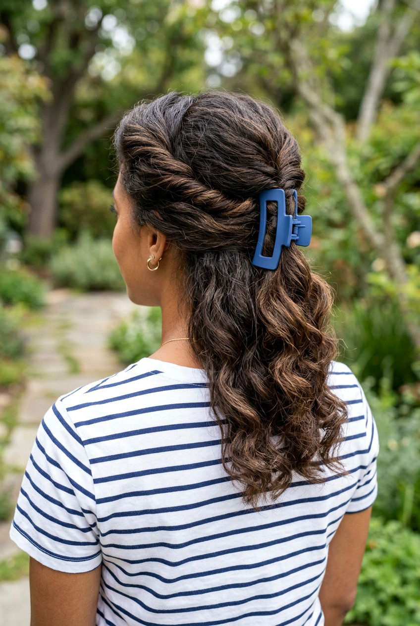 Voluminous Crown Twist - 20 easy claw clip twist for school - 20 easy claw clip twist for school