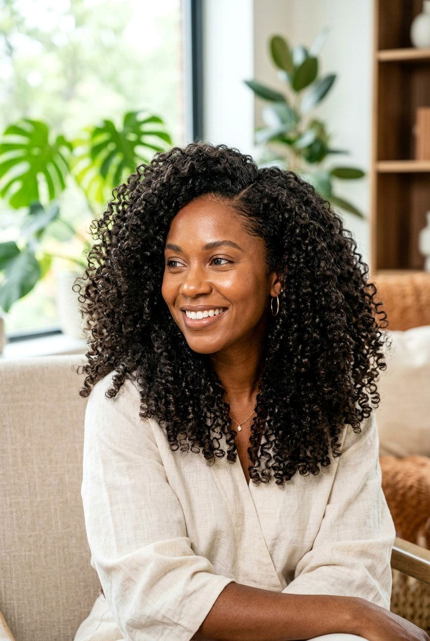 Voluminous Curls Side Part - 20 hairstyles for heart shaped faces - 20 hairstyles for heart shaped faces