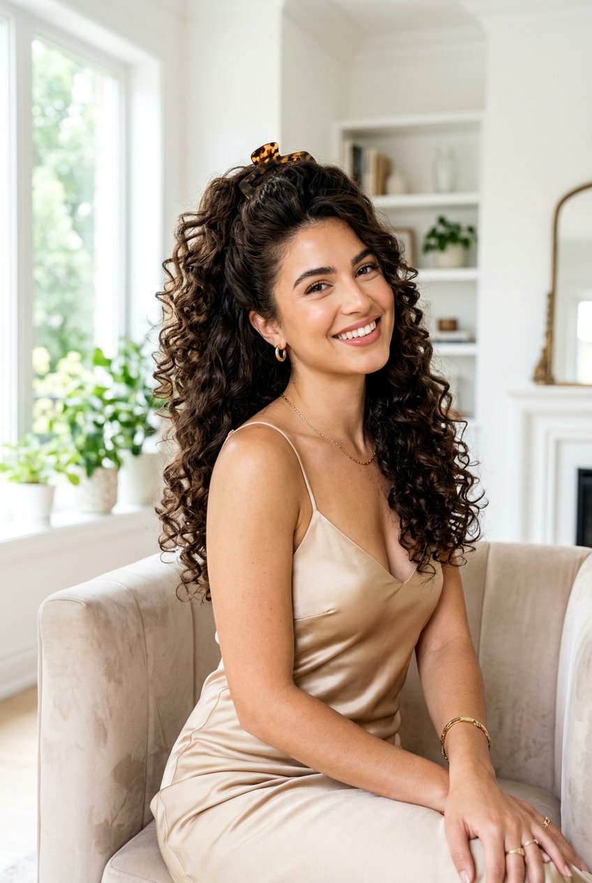 Voluminous Curls With Claw Clip - 20 best claw clip hairstyle ideas - 20 best claw clip hairstyle ideas