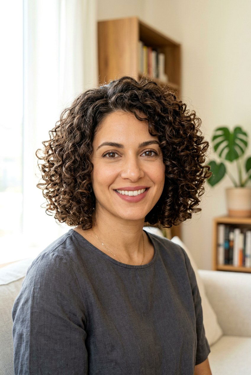 Voluminous Curly Bob - 20 hairstyles for widows peak women - 20 hairstyles for widows peak women