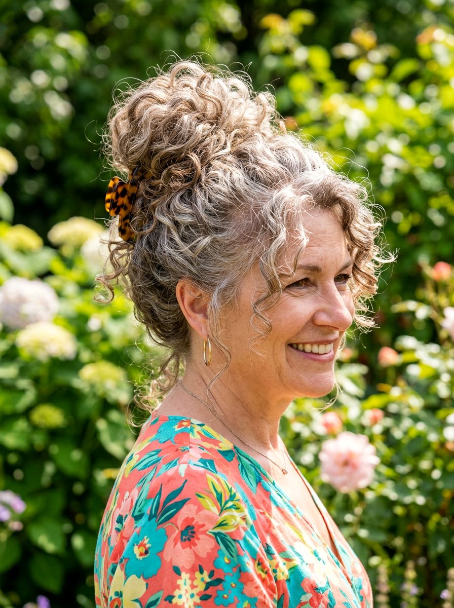 Voluminous Curly Claw Clip Bun - 20 claw clip bun for mature women - 20 claw clip bun for mature women