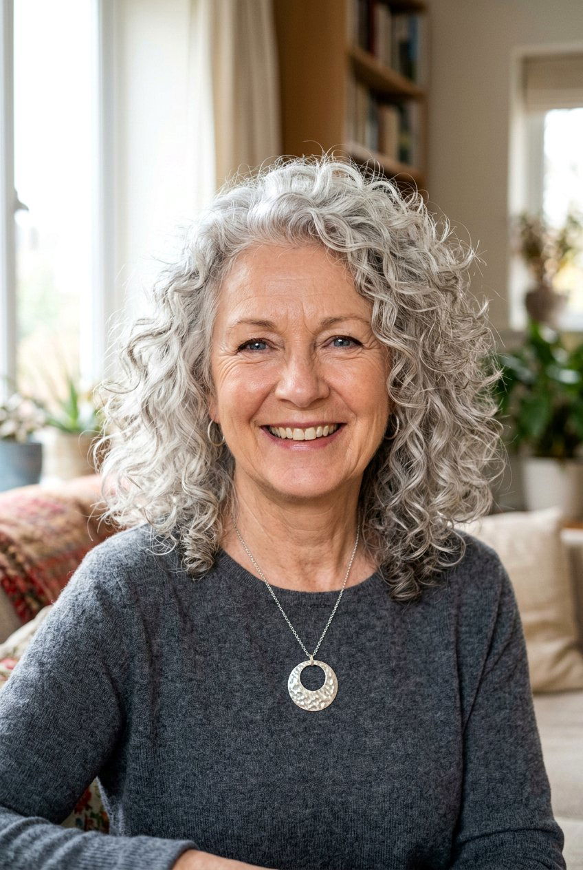 Voluminous Curly Hair - 20 natural hairstyles for women over 60 - 20 natural hairstyles for women over 60