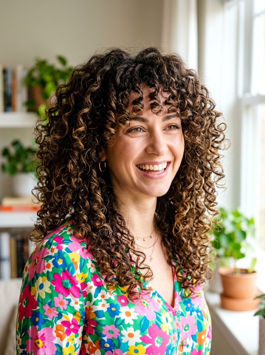 Voluminous Curly Haircut - 20 flattering haircut for triangle face women - 20 flattering haircut for triangle face women