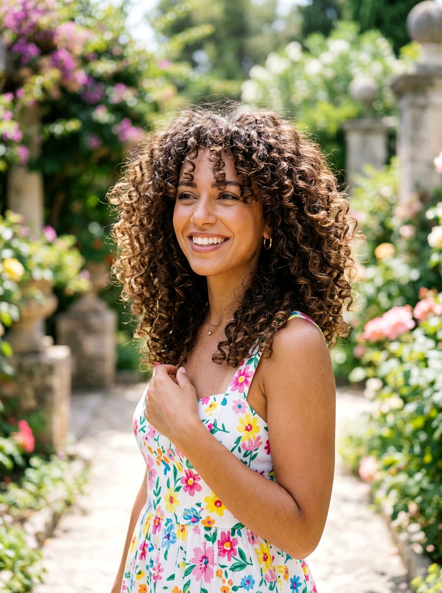 Voluminous Curly Haircut - 20 hairstyle to balance long forehead - 20 hairstyle to balance long forehead