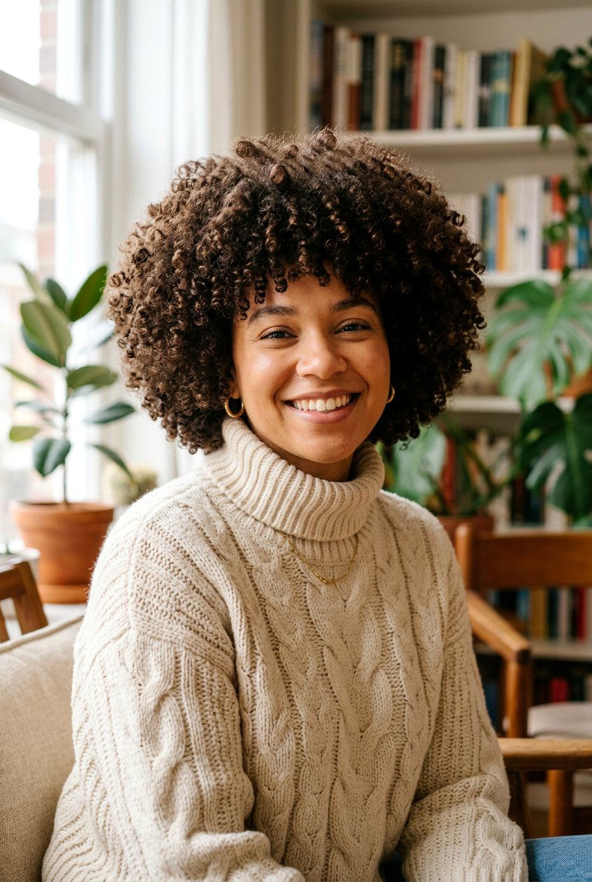 Voluminous Curly Mushroom Haircut - 20 low maintenance haircut for mature curls - 20 low maintenance haircut for mature curls