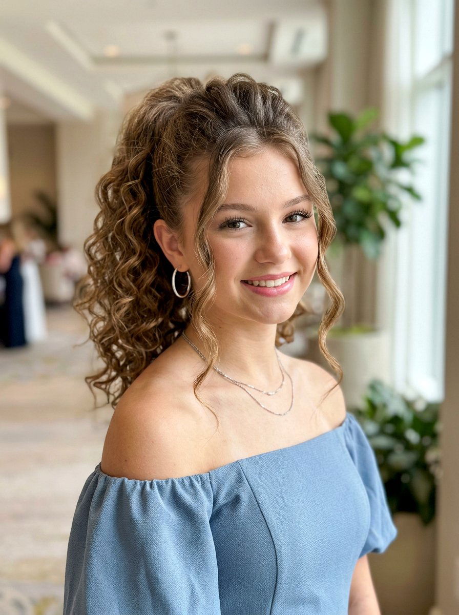 Voluminous Curly Ponytail With Face Framing Pieces - 20 teen girls homecoming curls ponytail - 20 teen girls homecoming curls ponytail