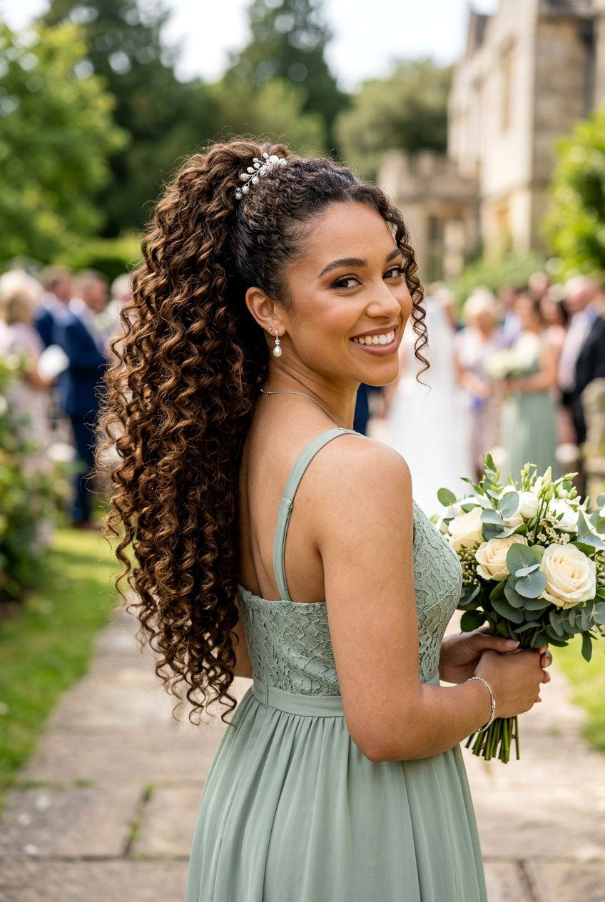 Voluminous Curly Ponytail With Spiral Waves - 20 bridesmaid ponytail with waves - 20 bridesmaid ponytail with waves