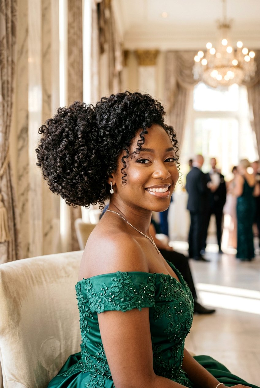 Voluminous Curly Side Bun - 20 bridesmaid side bun with curls - 20 bridesmaid side bun with curls