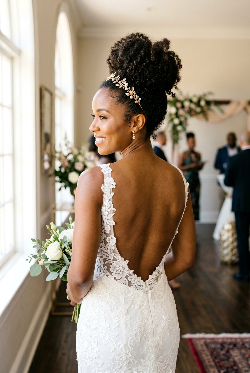 Voluminous Curly Top Knot - 20 bridal curly updo for natural hair - 20 bridal curly updo for natural hair