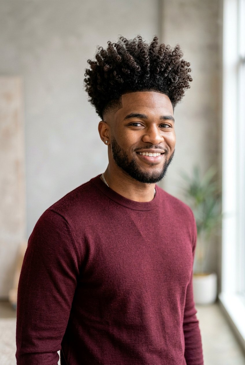 Voluminous Curly Top Mid Fade - 20 mid fade with curly top men - 20 mid fade with curly top men