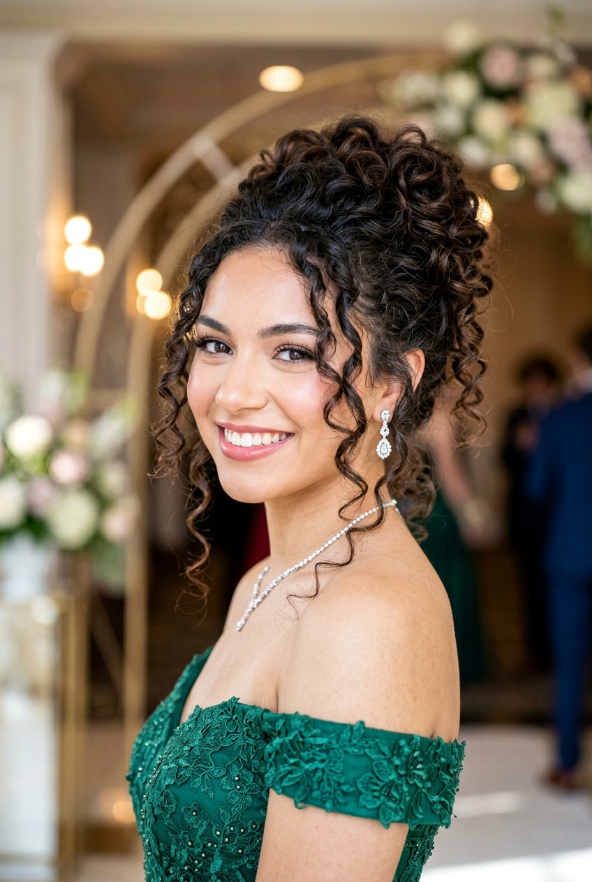 Voluminous Curly Updo for Hoco - 20 hoco hairstyles - 20 hoco hairstyles