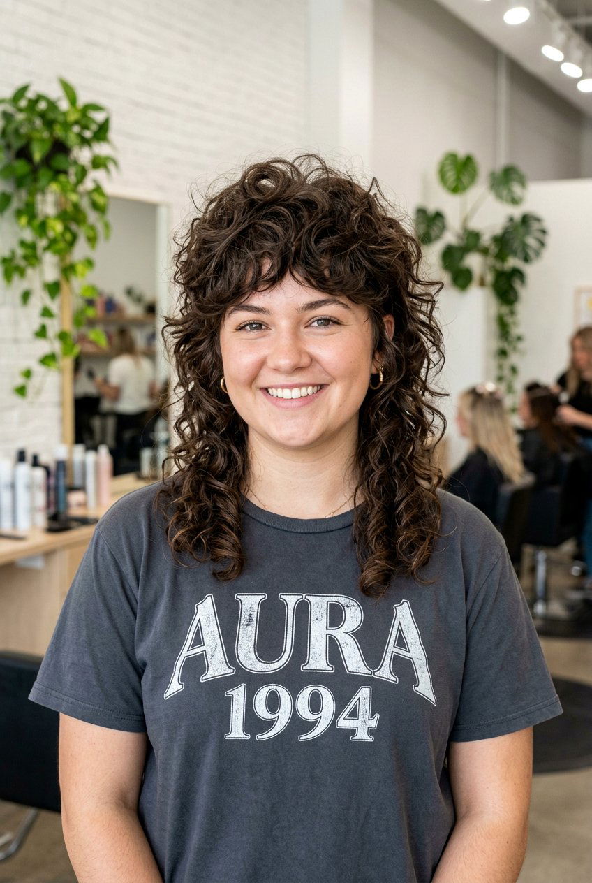 Voluminous Curly Wolf Cut For Round Face - 20 curly wolf cut for round face - 20 curly wolf cut for round face