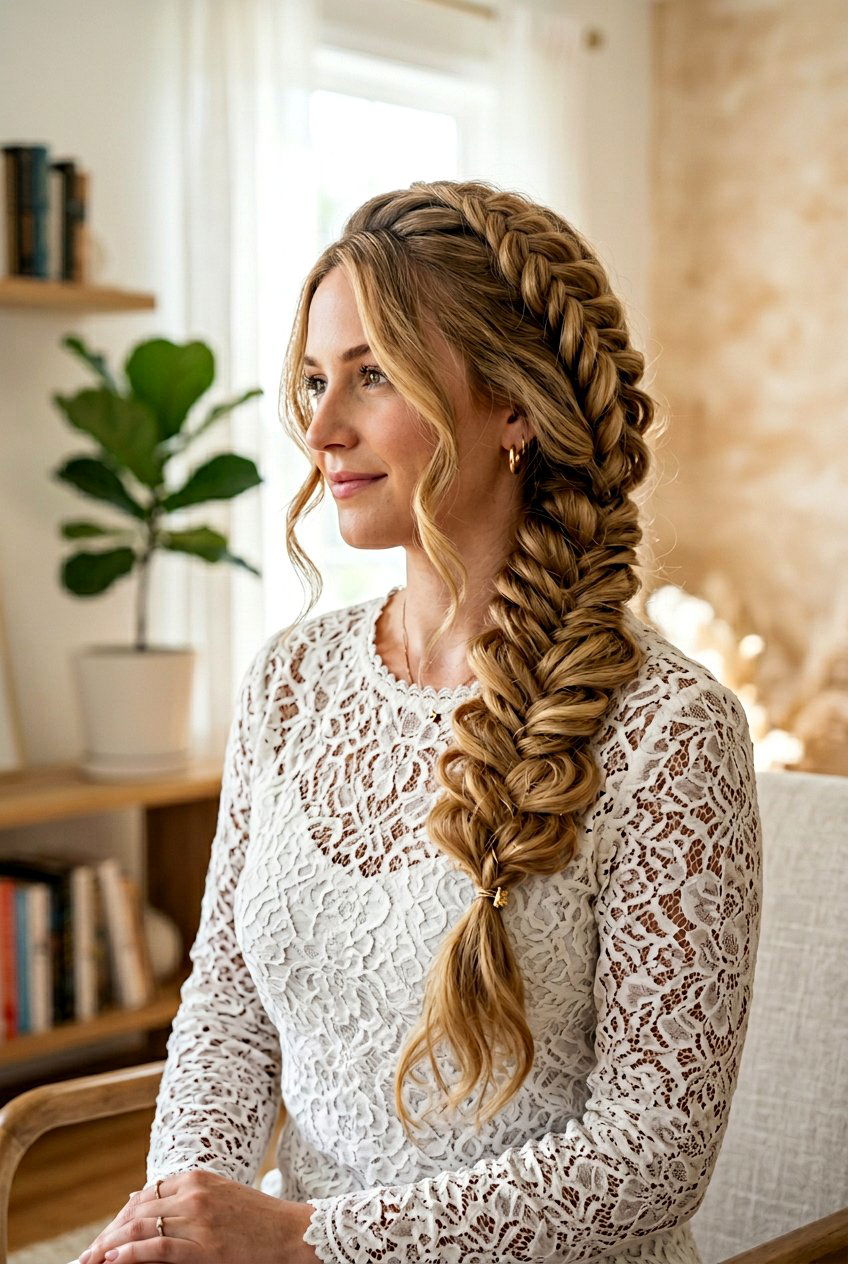 Voluminous Fishtail Braid - 20 bouncy hairstyle for holiday party - 20 bouncy hairstyle for holiday party