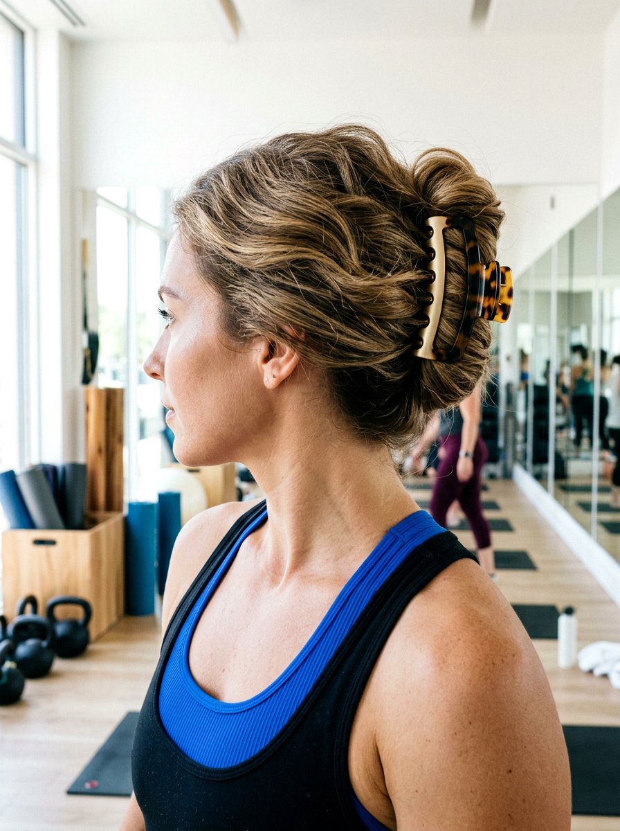 Voluminous French Twist Claw Clip - 20 gym hairstyle with claw clip twist - 20 gym hairstyle with claw clip twist