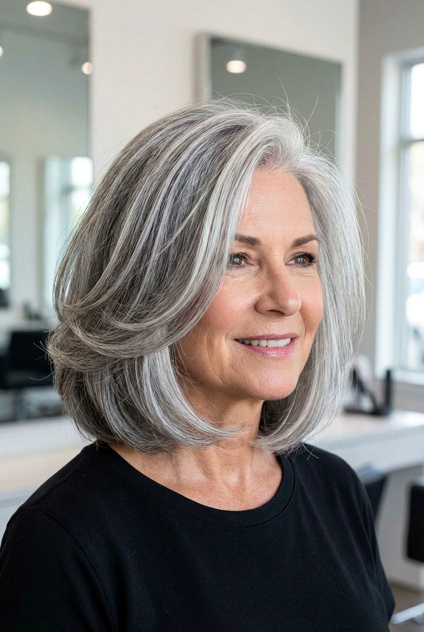 Voluminous Gray Bob - 20 gray bob hairstyles - 20 gray bob hairstyles