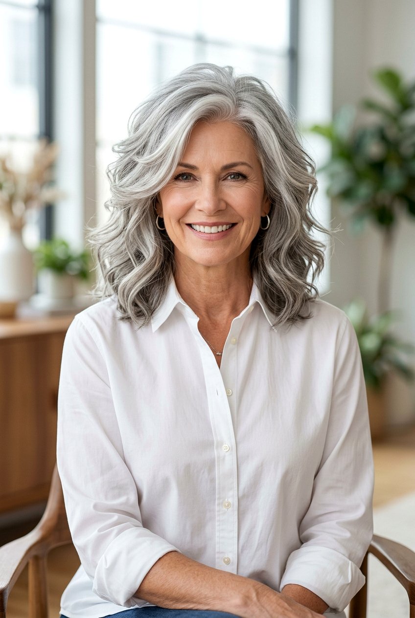 20 Flattering Gentle Layers for Naturally Gray Hair Ideas