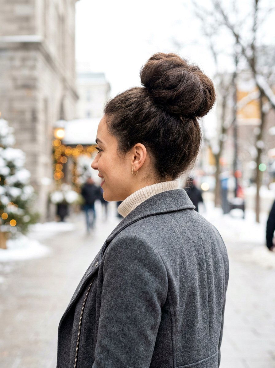 Voluminous High Bun - 20 quick hairstyle for office commute - 20 quick hairstyle for office commute