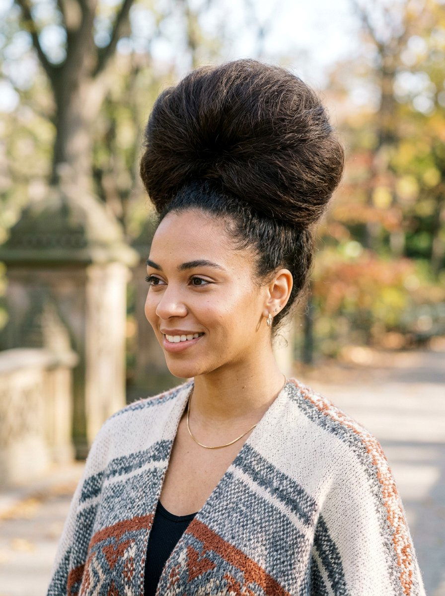 Voluminous High Bun - 20 rainy day bun hairstyle - 20 rainy day bun hairstyle