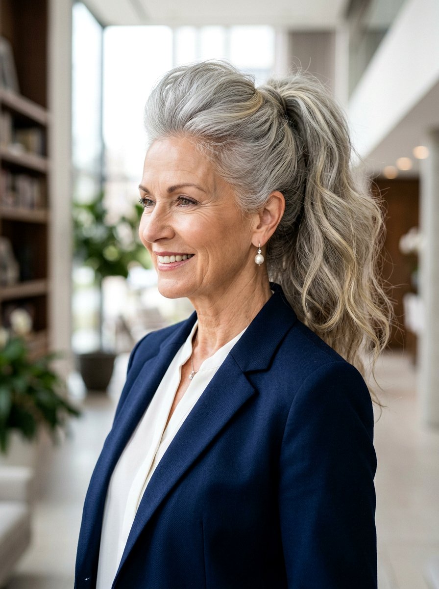 Voluminous High Ponytail - 20 elegant ponytail hairstyle for older women - 20 elegant ponytail hairstyle for older women