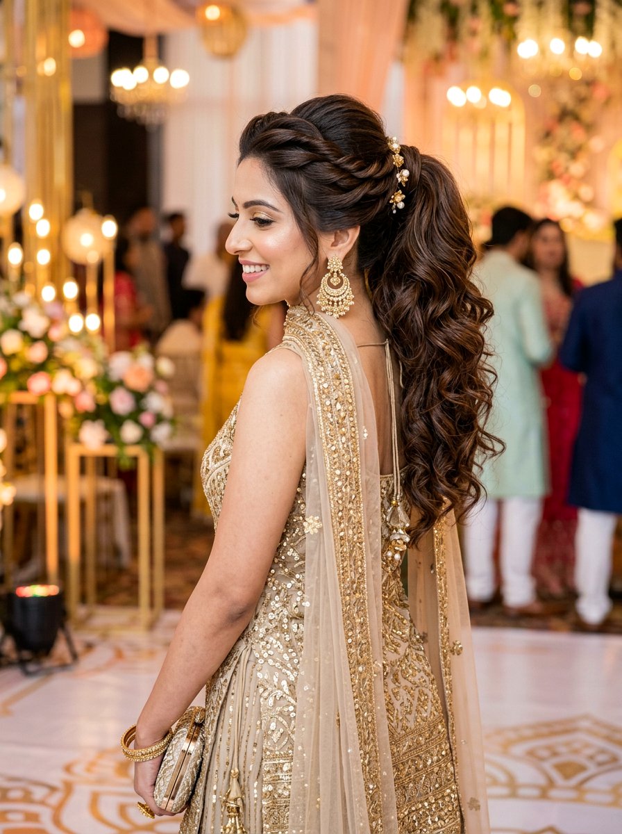 Voluminous High Ponytail with Twists - 20 sangeet ponytail hairstyle - 20 sangeet ponytail hairstyle
